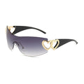 Schwarz-goldene Designer-Sonnenbrille mit Herzen