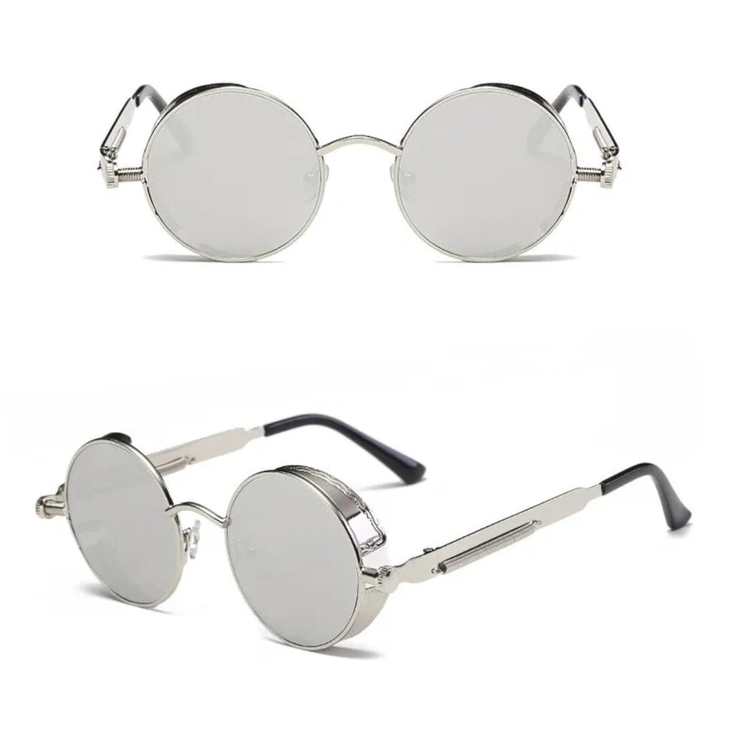 Runde gold-schwarze Steampunk-Sonnenbrille