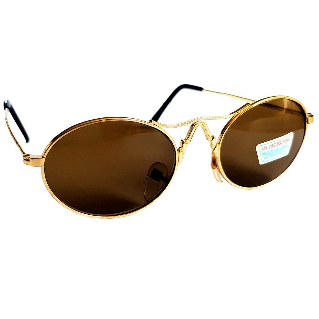 Gold-braune Vintage Damen-Sonnenbrille mit Verzierungen