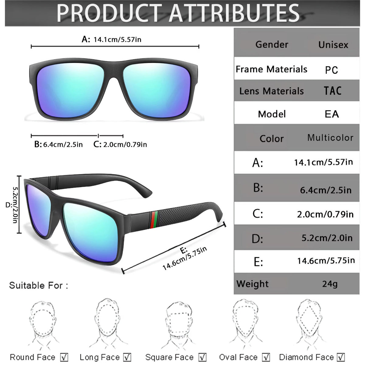 Stylische Sonnenbrille Matt Schwarz Gläser Blau Cool 5417 BL