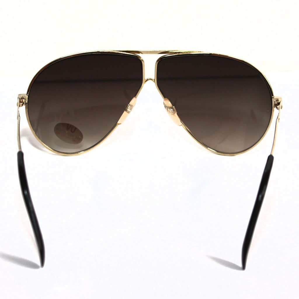 Gold-schwarze Piloten-Sonnenbrille im Porsche-Stil