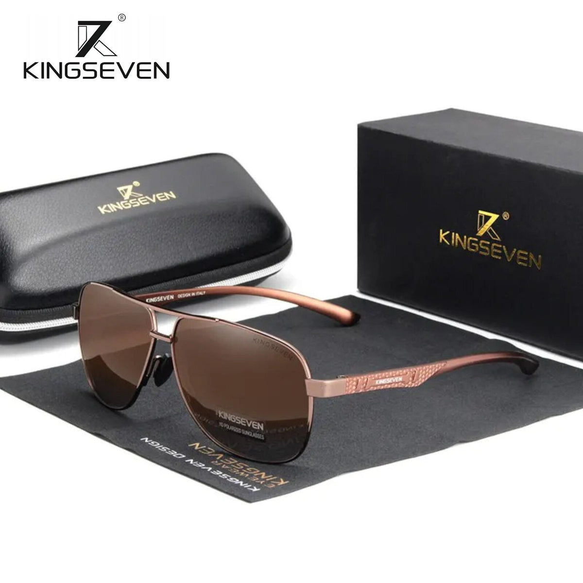 Braune Kingseven N7188 polarisierte Piloten-Sonnenbrille