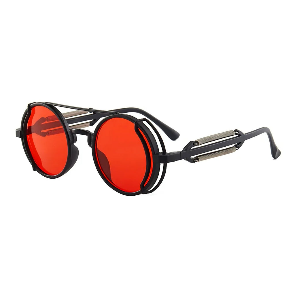 Runde schwarze Steampunk-Sonnenbrille mit UV400