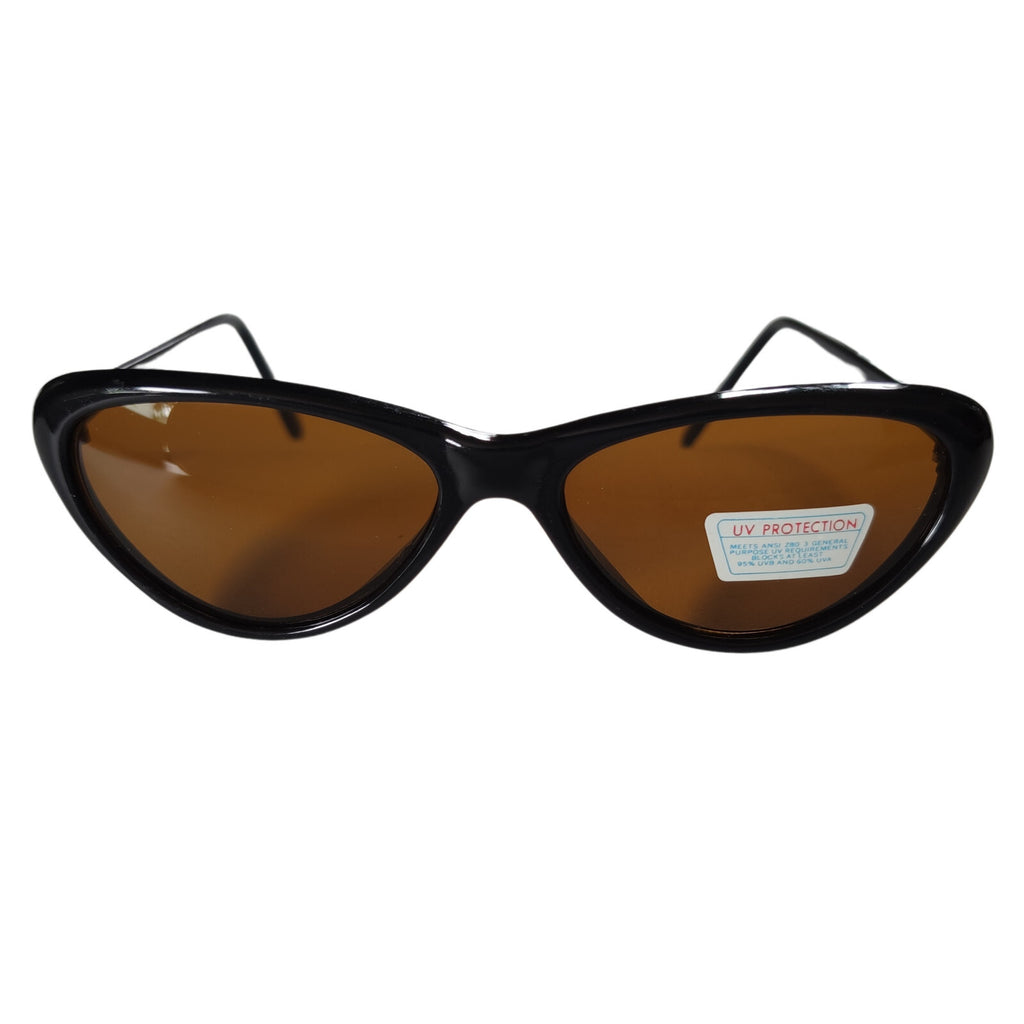 Schwarze Cat-Eye-Sonnenbrille mit braunen Gläsern