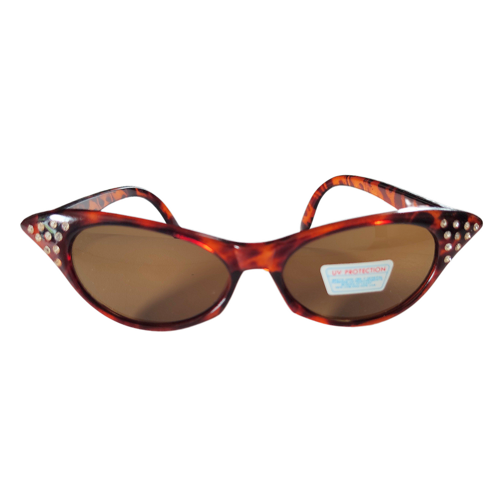 Braun getigerte Cat-Eye-Sonnenbrille mit Strass