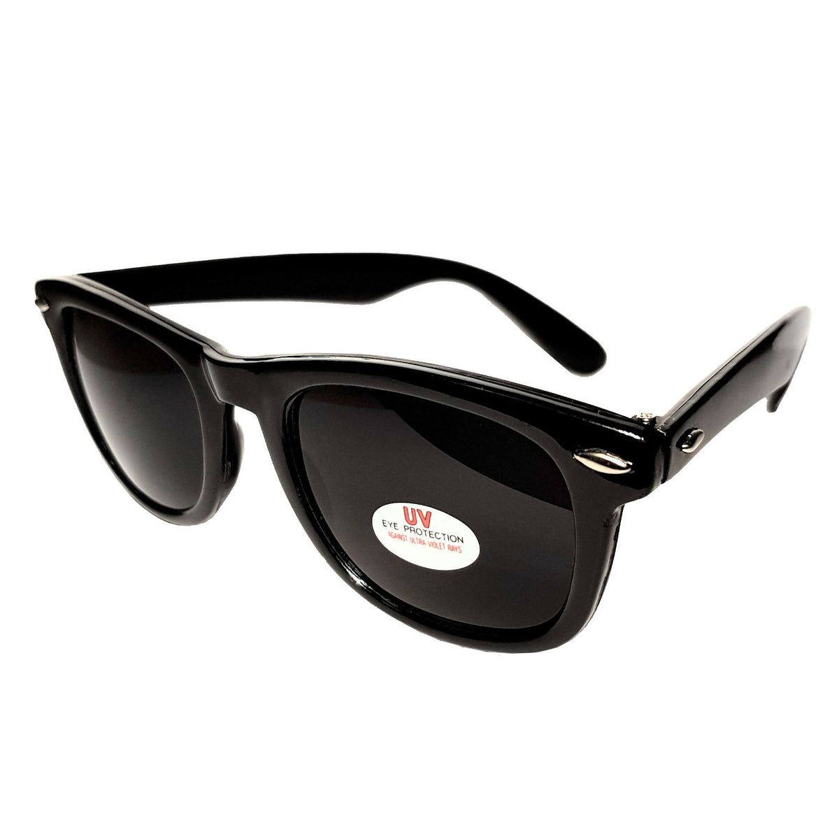 Schwarze Wayfarer-Sonnenbrille mit extra dunklen Gläsern