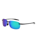 Rahmenlose Matrix-Sonnenbrille mit grün-blauen Gläsern