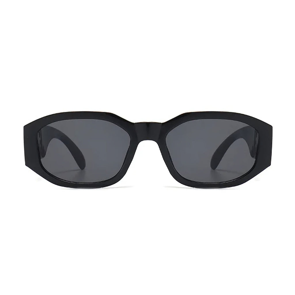Schwarze Vintage Sonnenbrille mit goldenen Applikationen