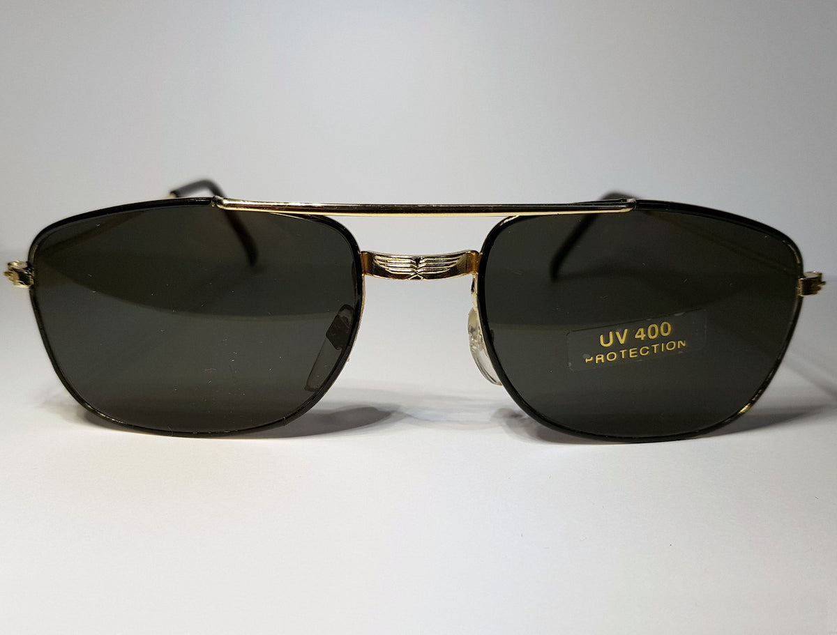 Gold-schwarze Piloten-Sonnenbrille im Porsche-Stil