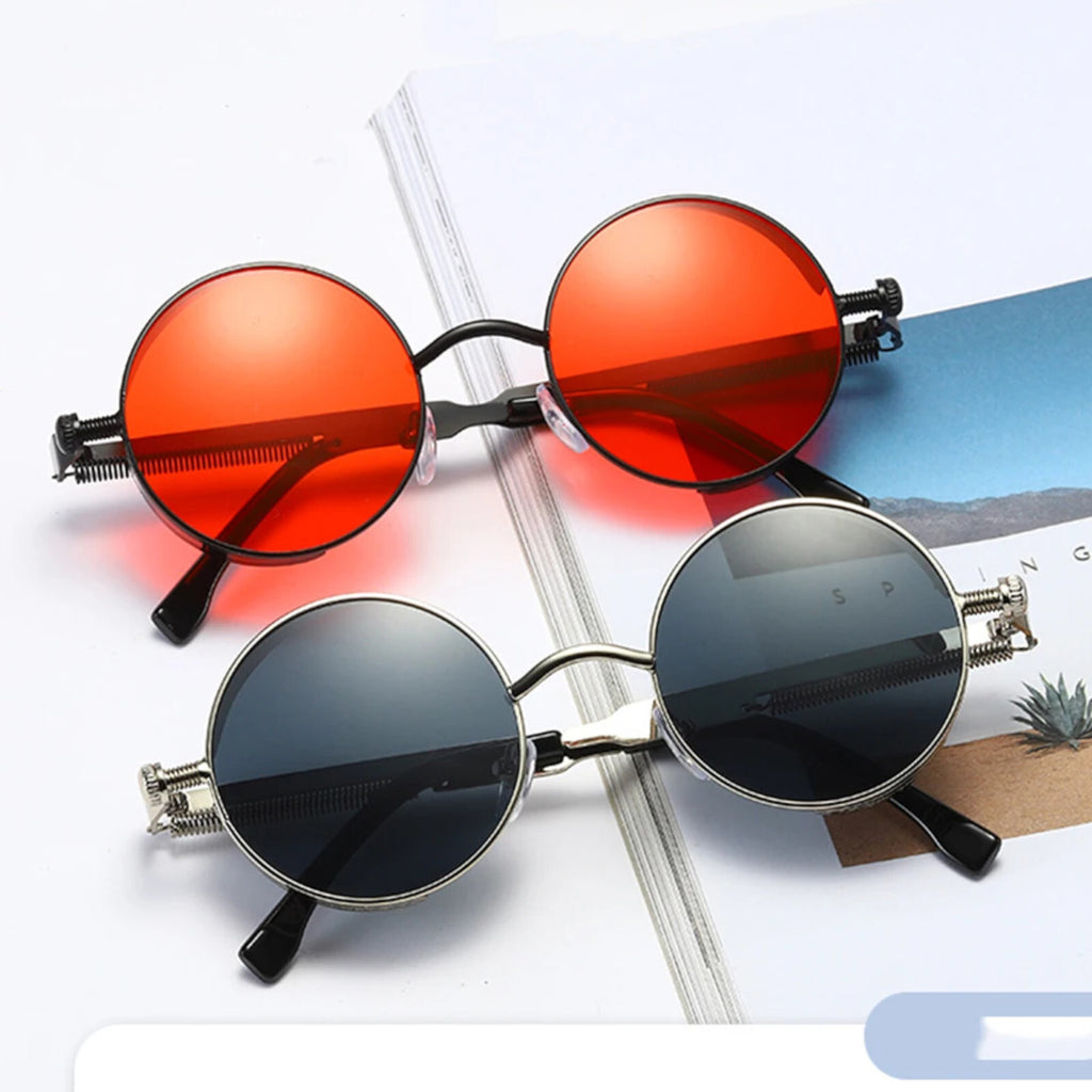 Runde schwarze Steampunk-Sonnenbrille
