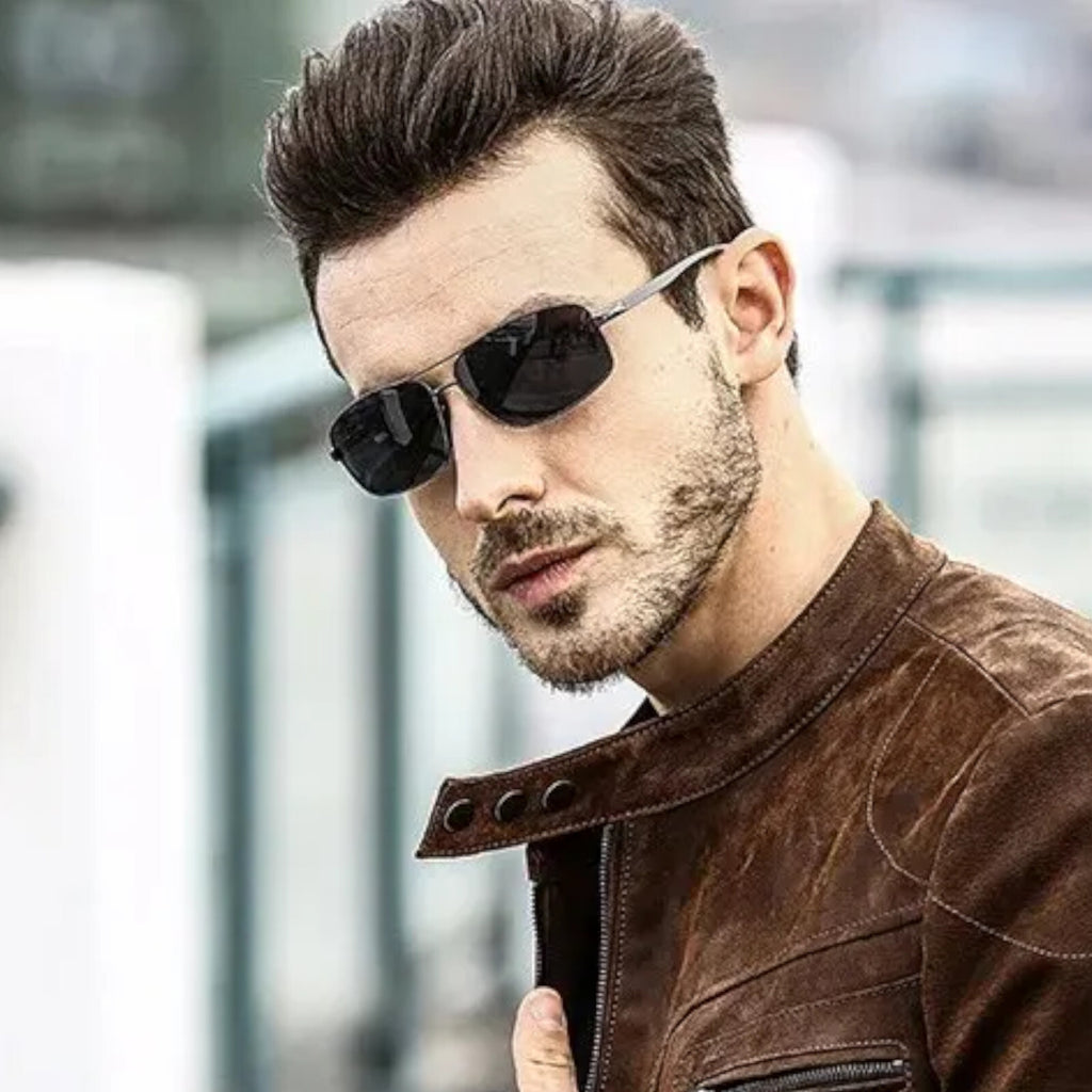 Schwarze Piloten-Sonnenbrille aus Aluminium-Magnesium