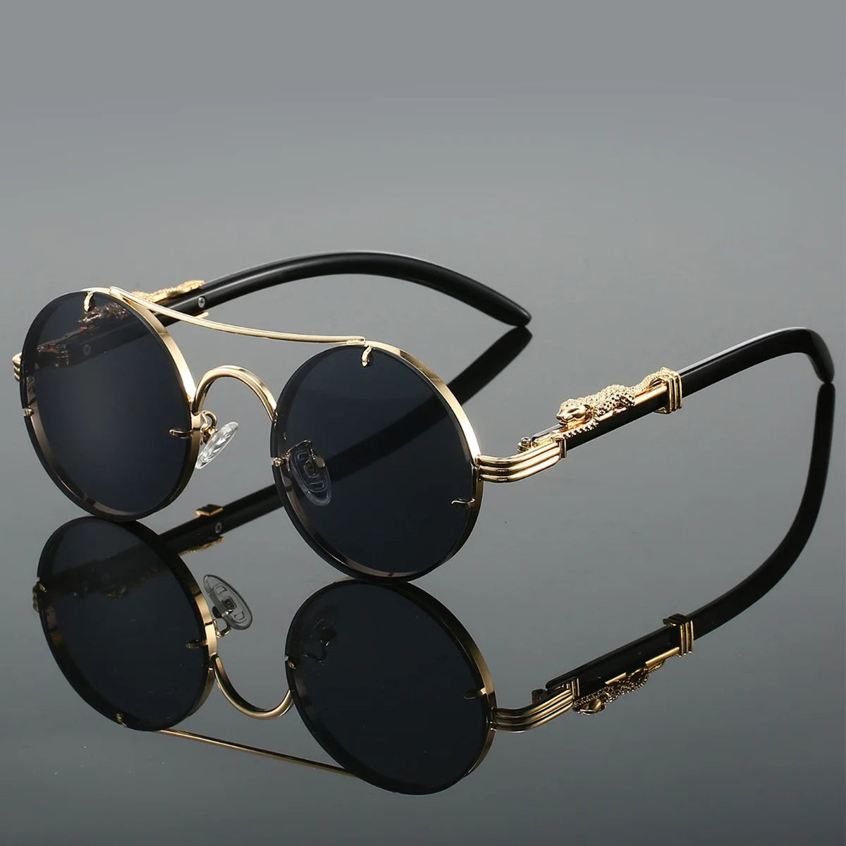 Goldene Vintage Designer-Sonnenbrille im Leoparden-Look