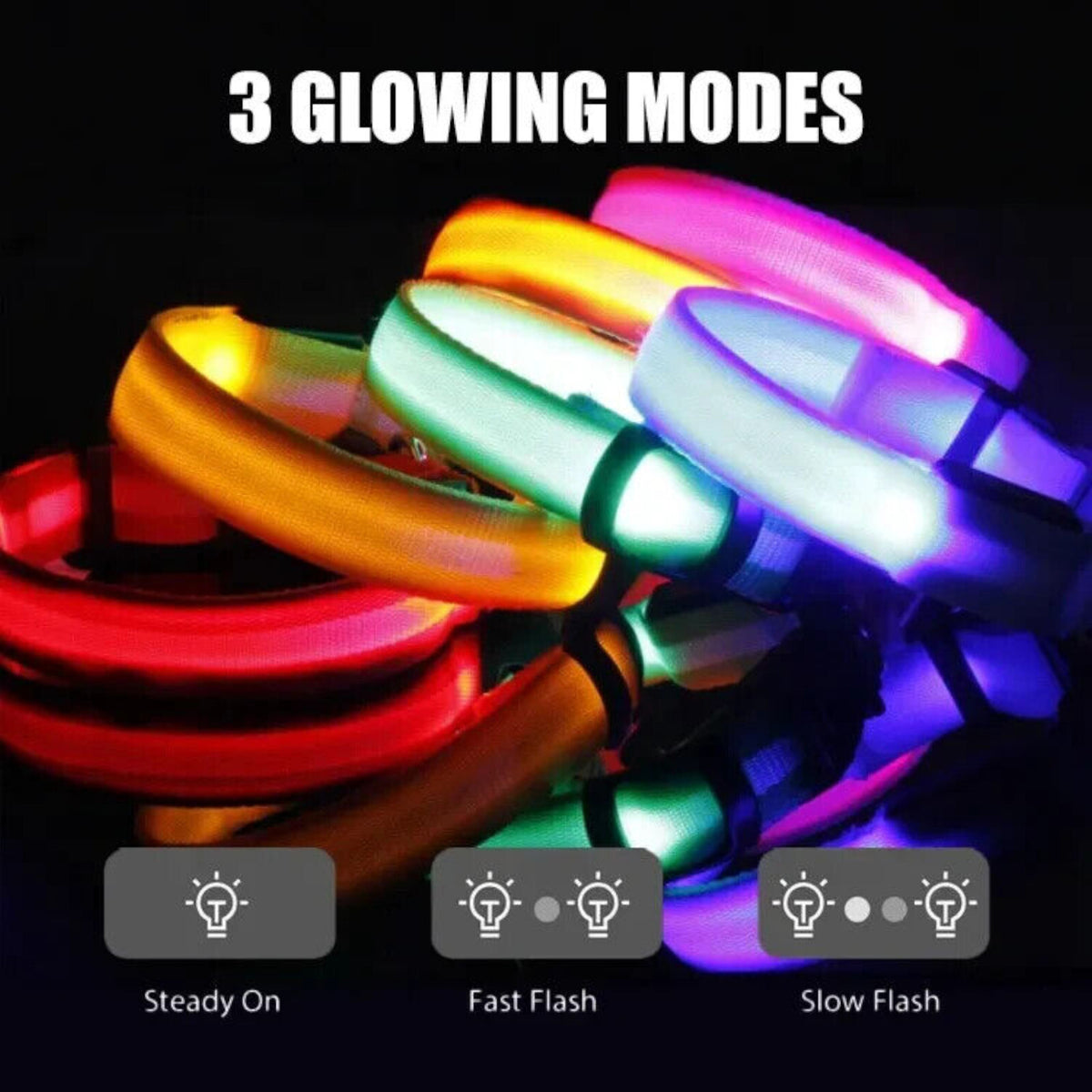 LED-Hundehalsband aus Nylon 45–58 cm