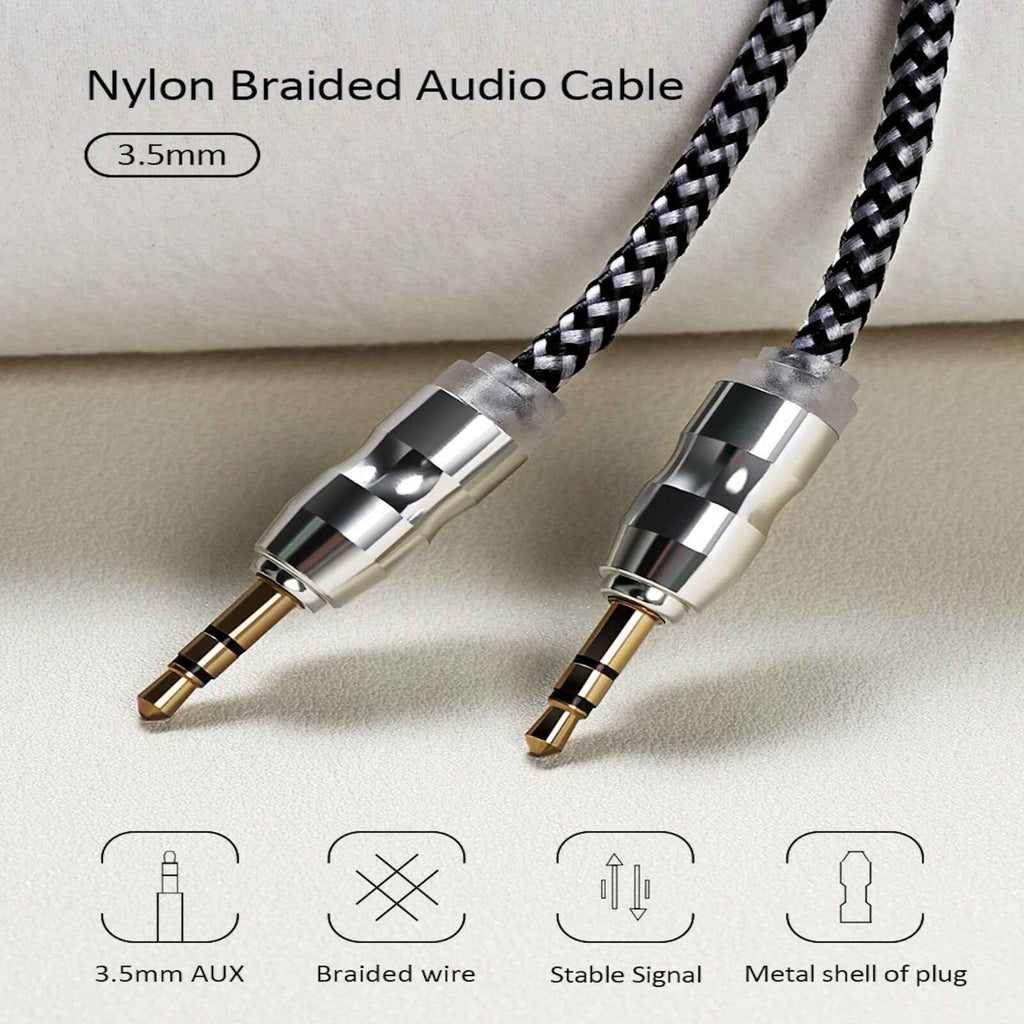 Premium Stereo Kopfhörer Anschlusskabel Nylon 1m 3,5mm Klinke Stecker>Stecker T2