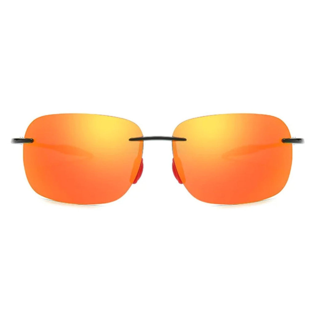 Rahmenlose Matrix-Sportbrille mit orange verspiegelten Gläsern