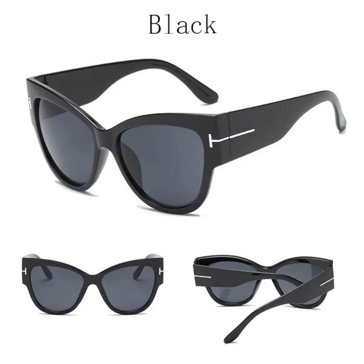Schwarze Oversized Cat-Eye-Sonnenbrille