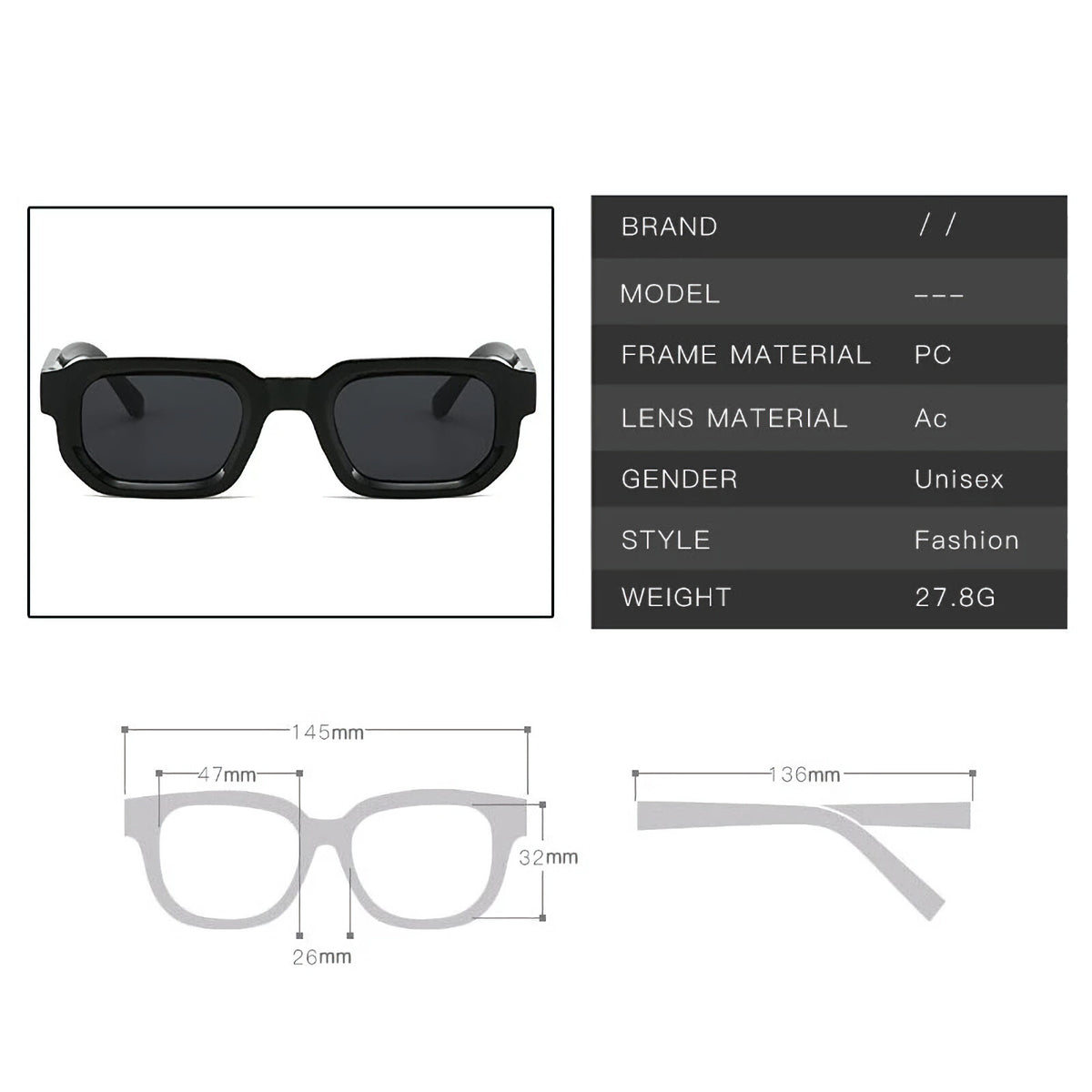 Glänzend schwarze Retro-Partybrille