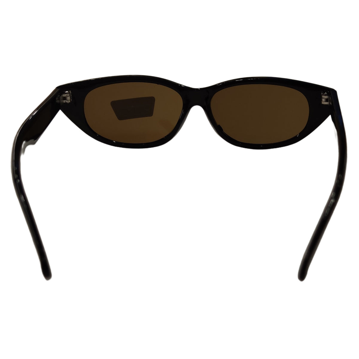 Schwarze Cat-Eye-Sonnenbrille mit braunen Gläsern