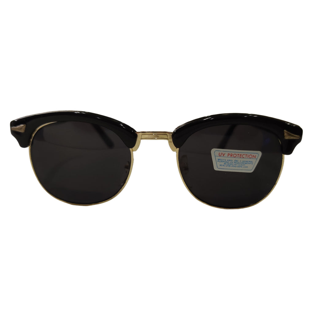 Schwarz-goldene Vintage Sonnenbrille mit Smoke-Gläsern