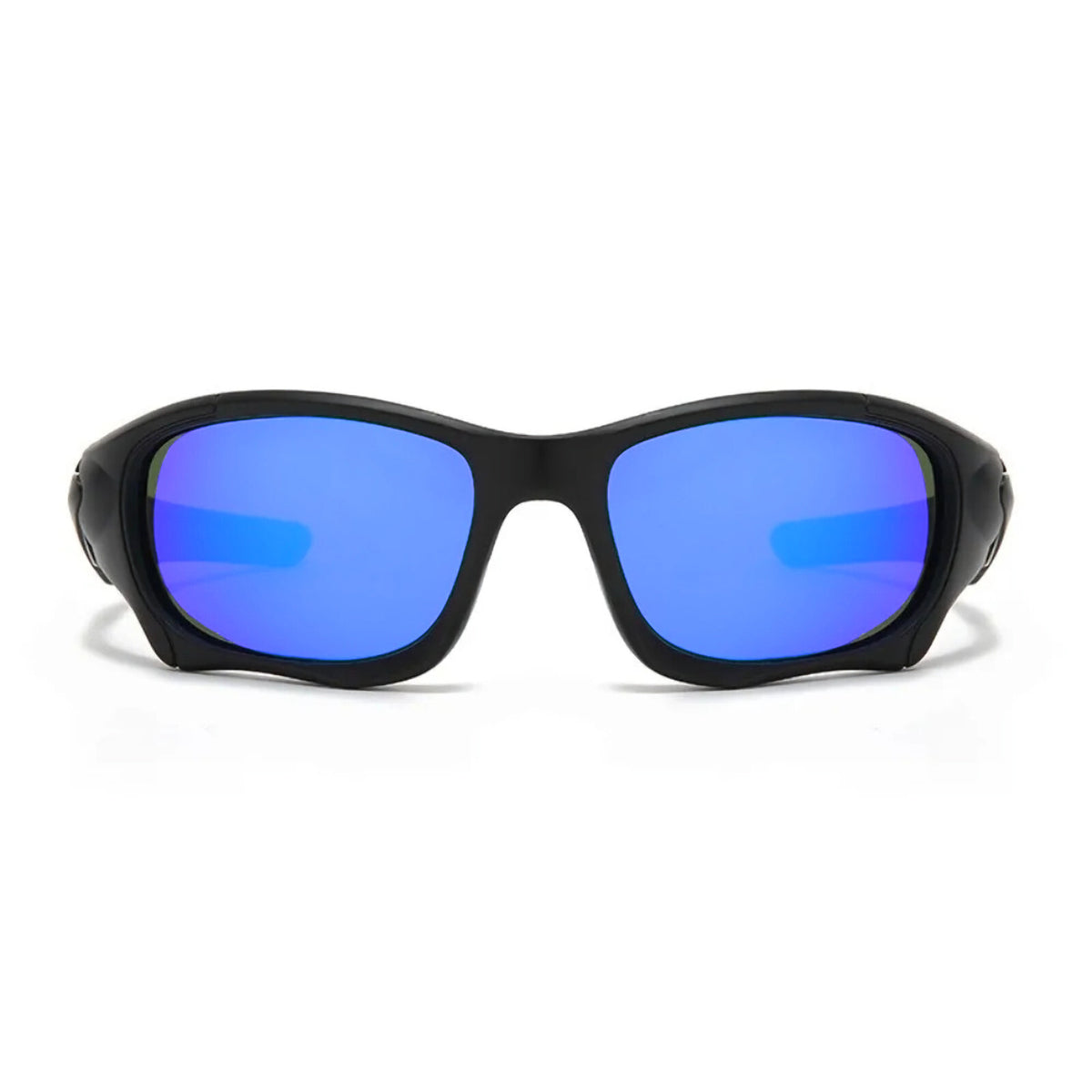Schwarz-blaue Sport-Sonnenbrille aus Polycarbonat