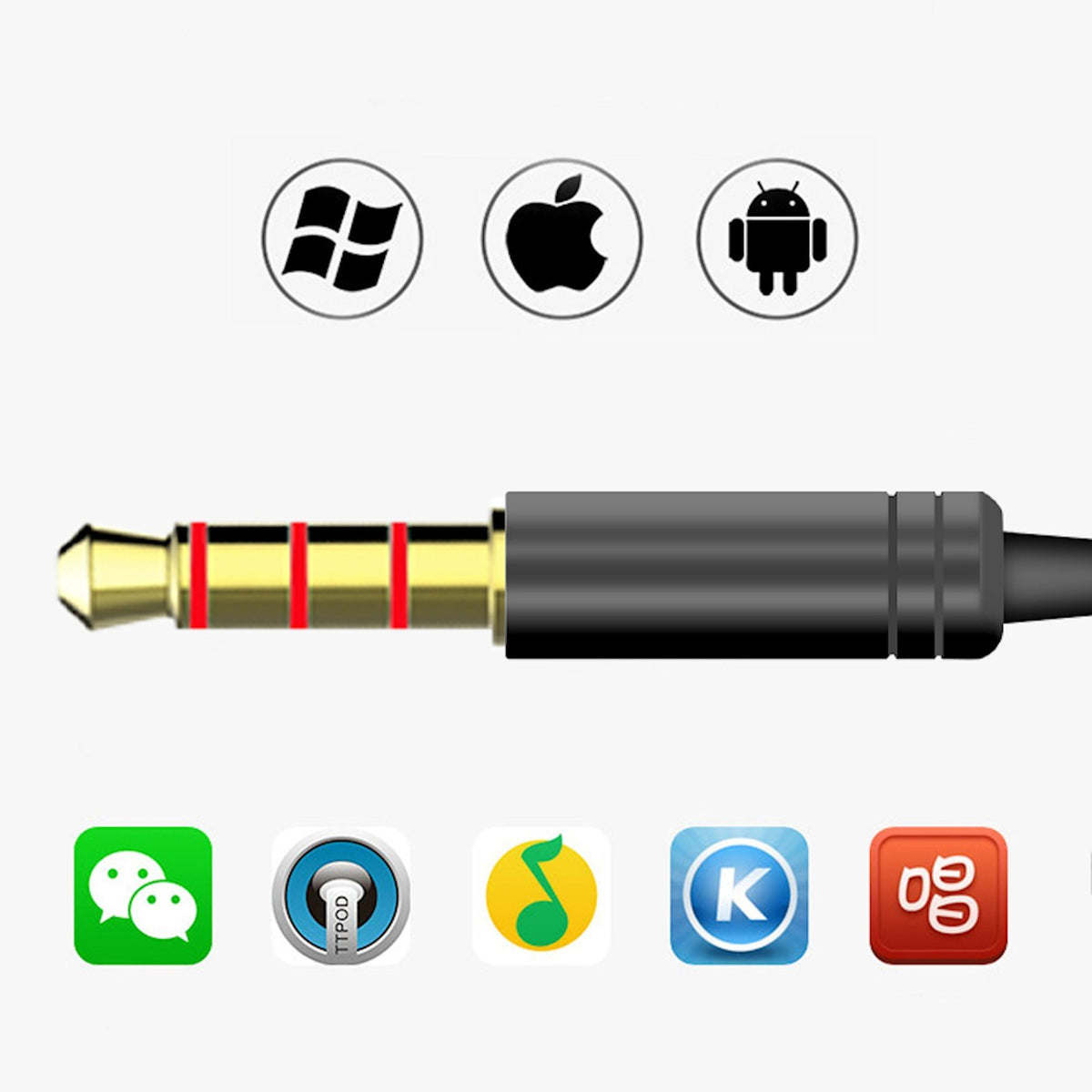 3K V12 In-Ear-Kopfhörer mit Mikrofon und PU-Tasche