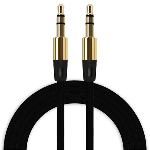 Schwarzes 1 m AUX-Kabel mit zwei 3,5-mm-Steckern