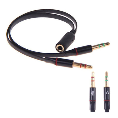 Schwarzer 3,5-mm-Headset-Splitter für Audio und Mikrofon