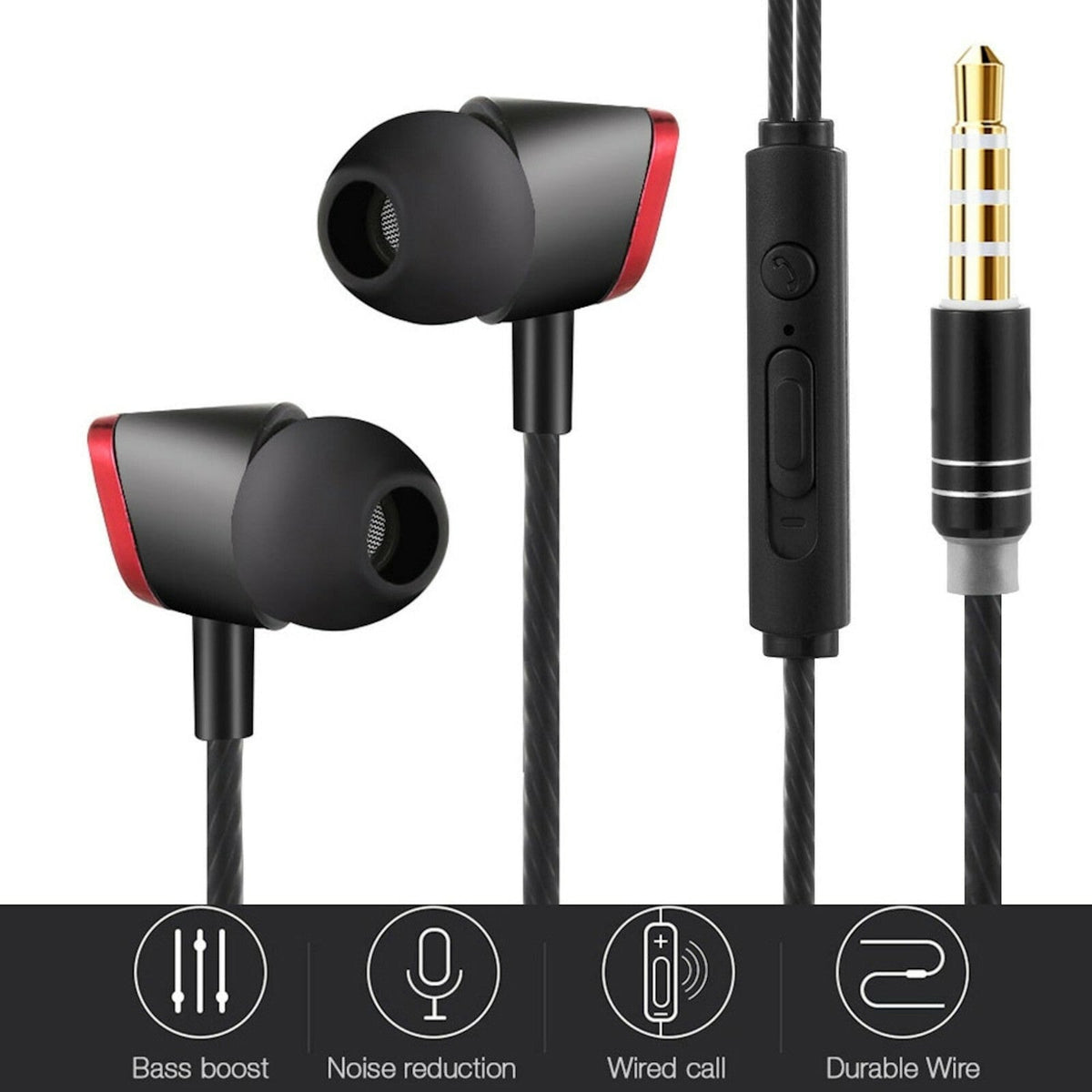 Schwarz-roter HongBiao V30 In-Ear-Kopfhörer