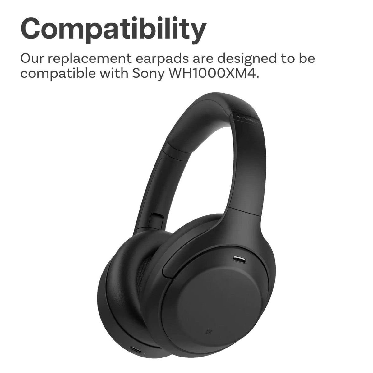 Schwarze Kunstleder-Ohrpolster für Sony WH-1000XM4