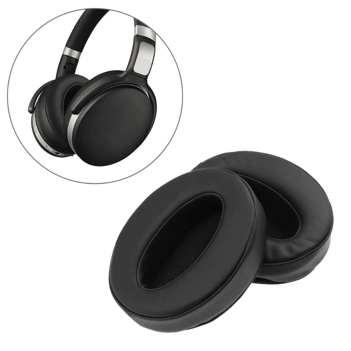 Schwarze Kunstleder-Ohrpolster für Sennheiser HD4-Serie
