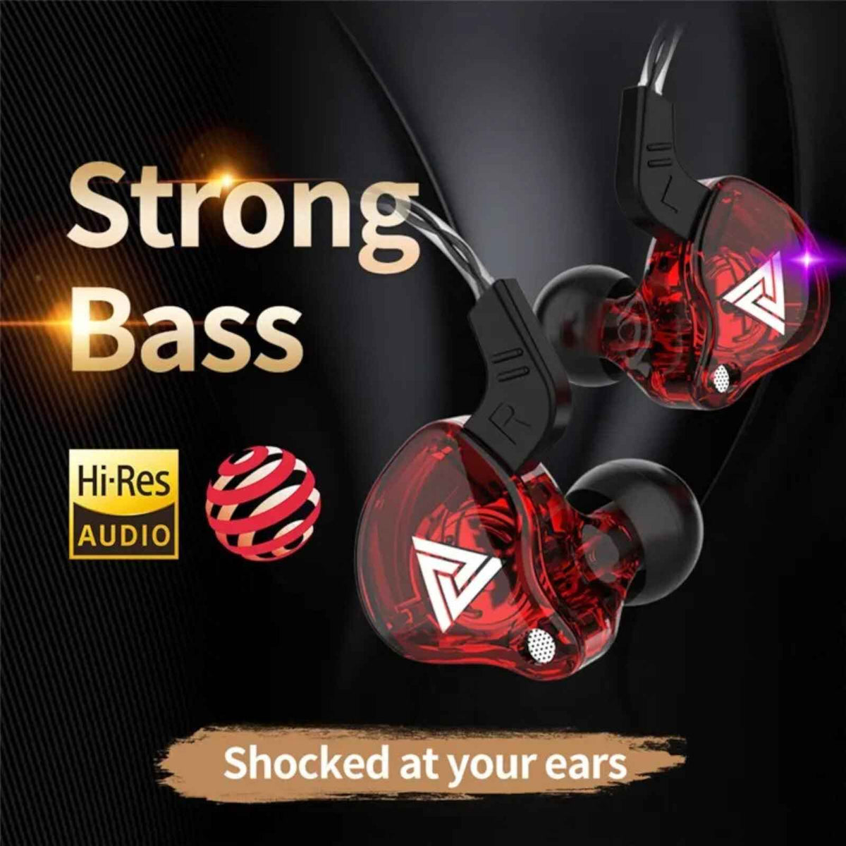 QKZ AK6 Hi-Res In-Ear-Kopfhörer Ohrhörer 105dB mit HD Mikrofon Bass Boost Rot