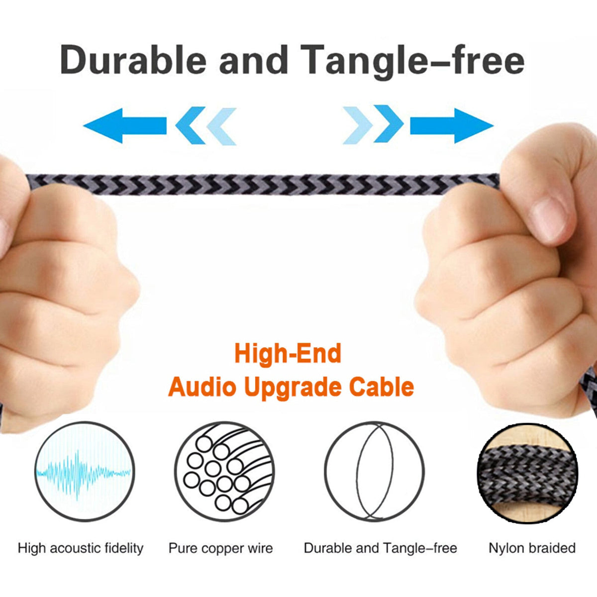 2-m-Nylon-Ersatzkabel für Sennheiser Momentum und HD4