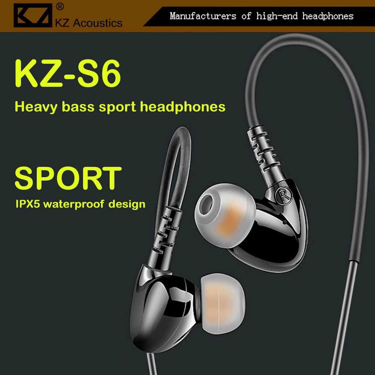 Schwarze KZ S6 Pro Sport In-Ear-Kopfhörer