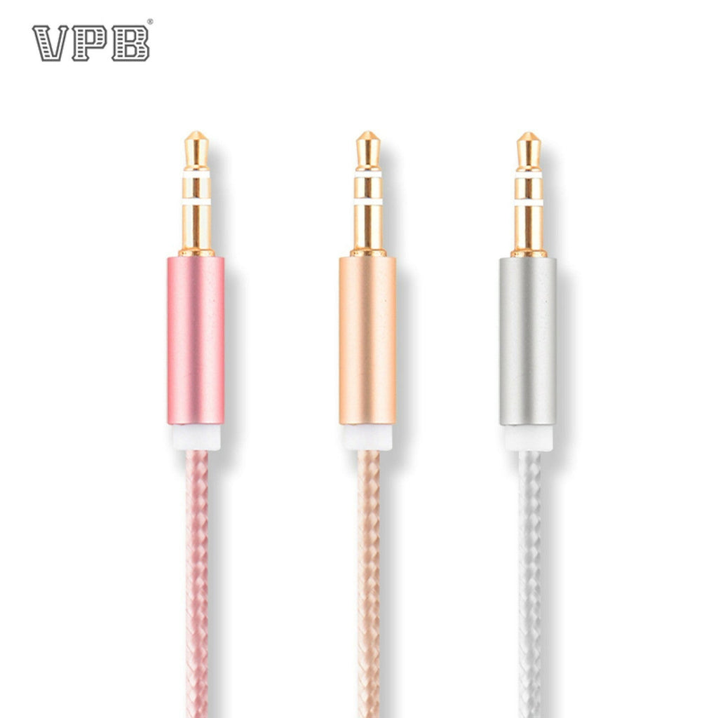 VPB 1 m Nylon AUX-Kabel mit 3,5-mm-Steckern