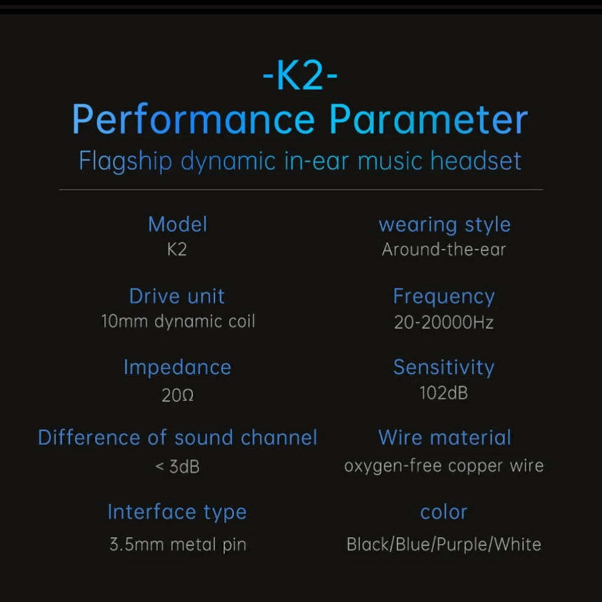 Schwarzes 3K K2 HD In-Ear-Headset