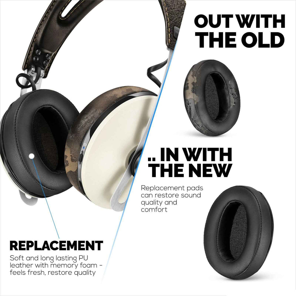 Ohrpolster für Sennheiser Kopfhörer Momentum 2 On Ear Kunstleder Schwarz