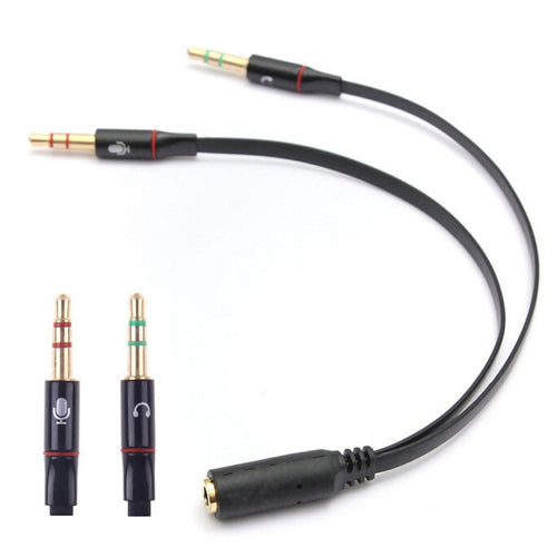 Schwarzer 3,5-mm-Headset-Splitter für Audio und Mikrofon