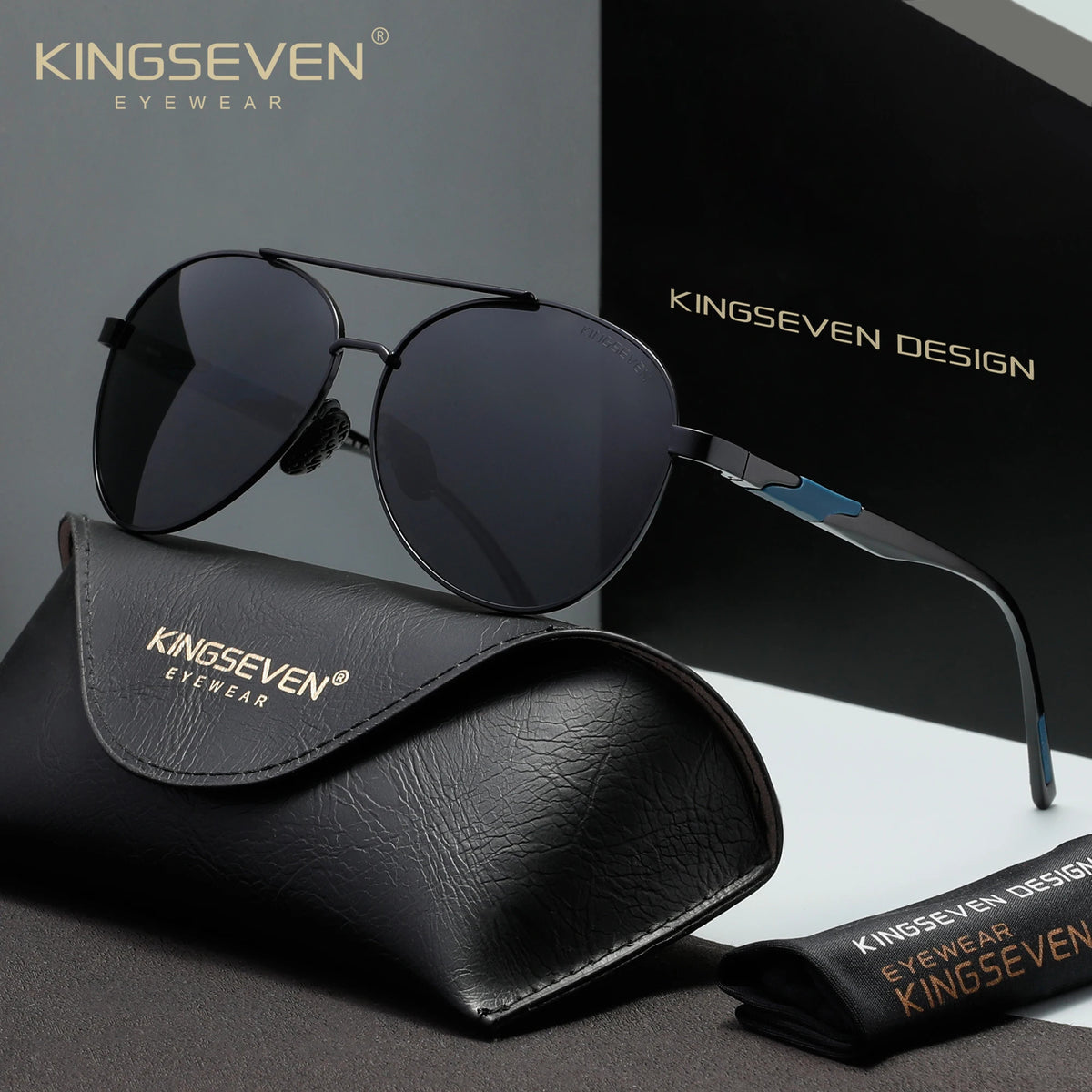 Sonnenbrille Kingseven 7228 B Premium Pilotenbrille Männer Polarisiert UV400 HD