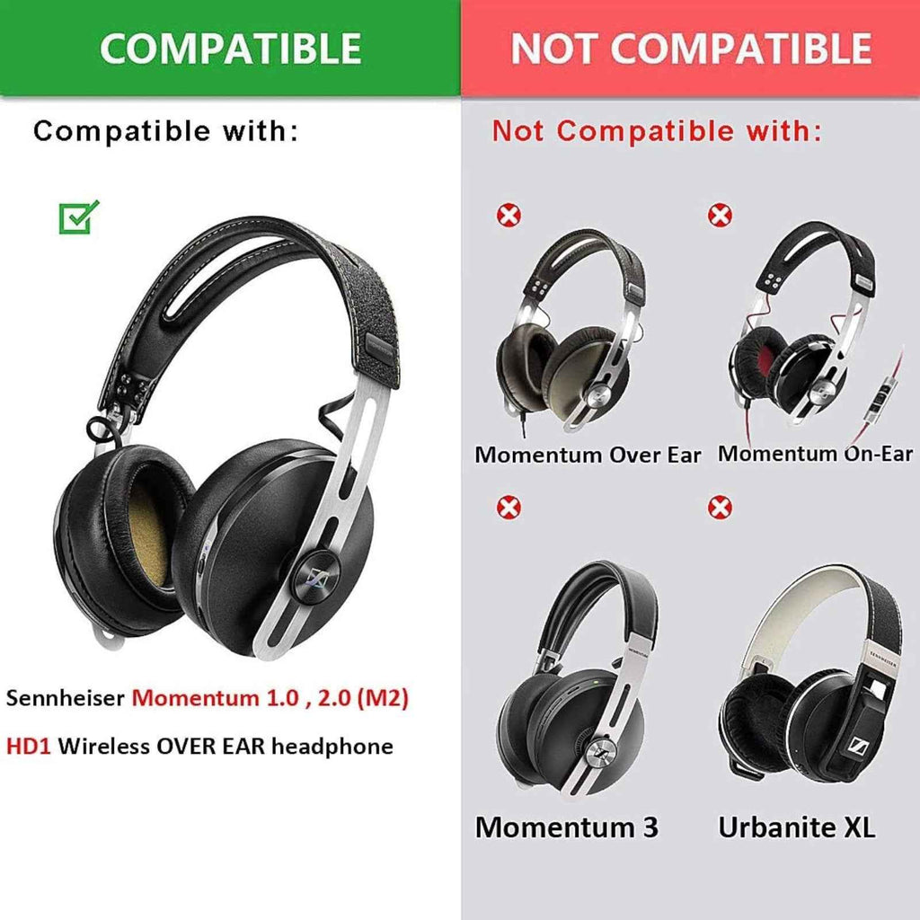 Ohrpolster für Sennheiser Kopfhörer Momentum 2 On Ear Kunstleder Schwarz