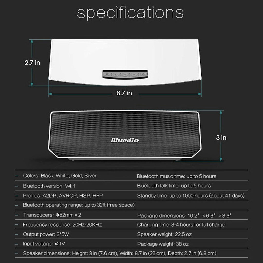Weißer Bluedio BS-3 Mini Bluetooth-Lautsprecher