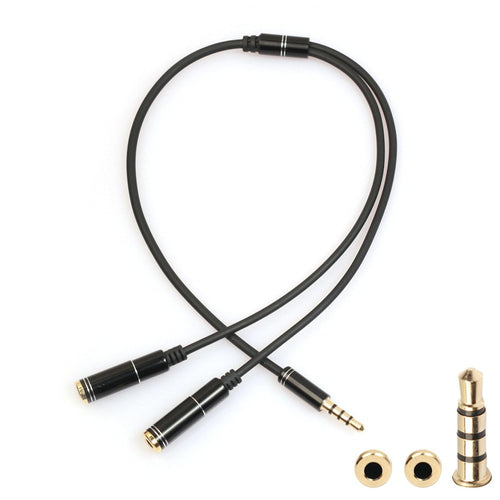 Schwarzer 3,5-mm-Kopfhörer-Splitter auf zwei Buchsen
