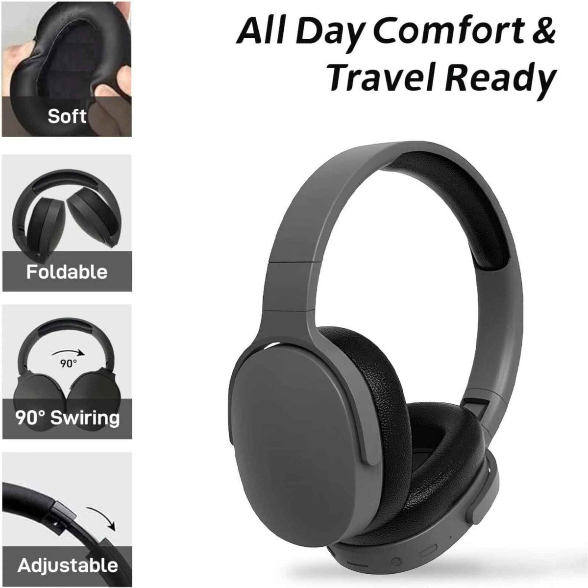Wireless Bluetooth 5.3 Kopfhörer Bass Over Ear Hifi Stereo Headset True Sport