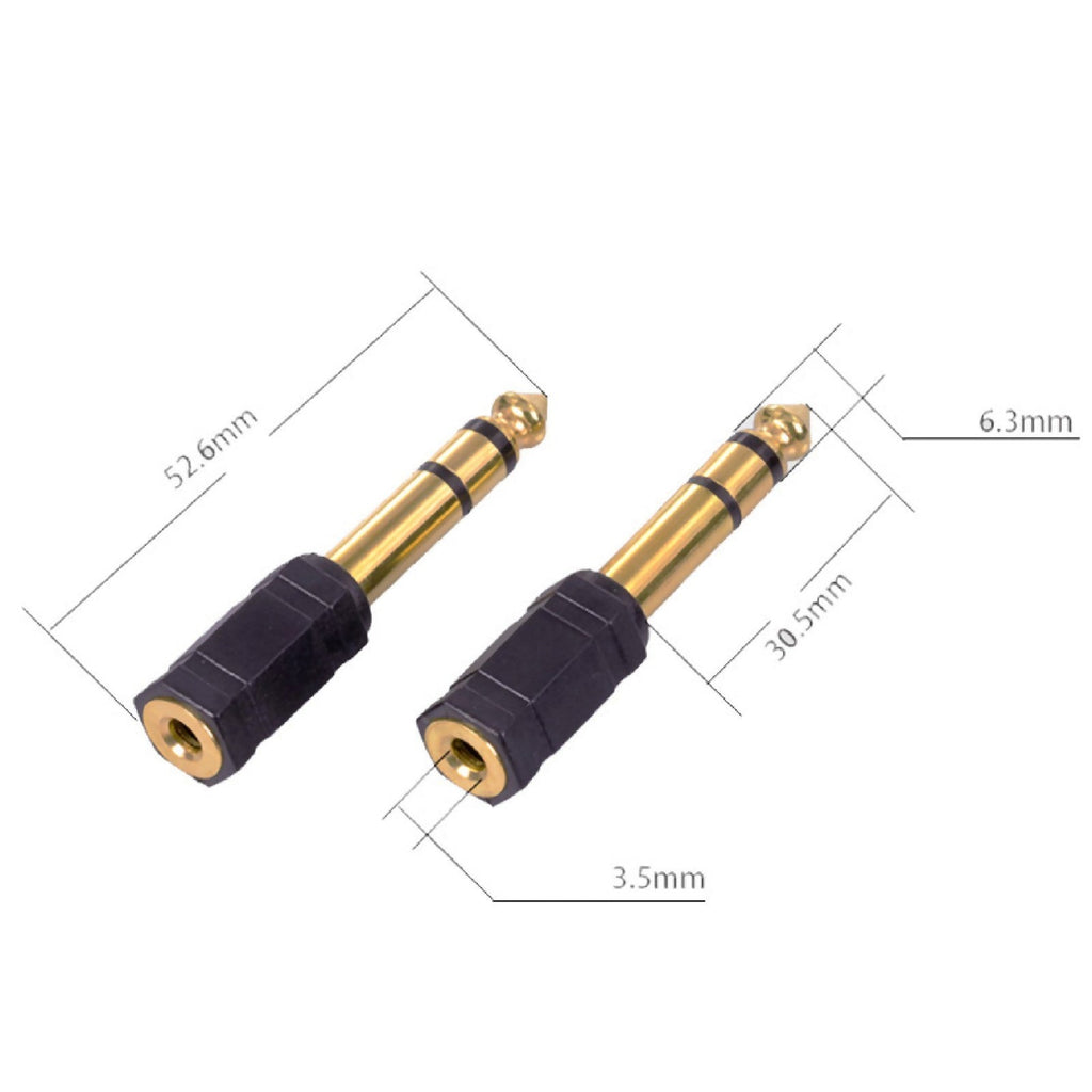 Vergoldeter Klinkenadapter 3,5-mm-Buchse auf 6,35-mm-Stecker