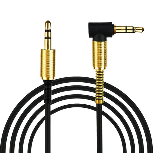 Schwarz-silbernes 1 m AUX-Kabel mit Winkelstecker