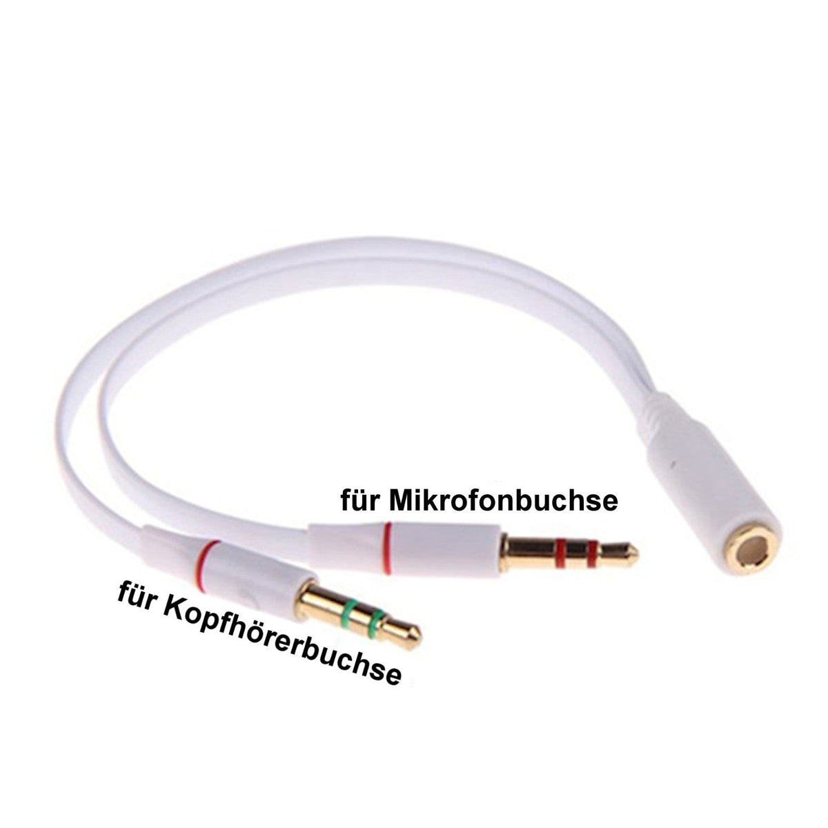 Weißer 3,5-mm-Headset-Splitter für Audio und Mikrofon