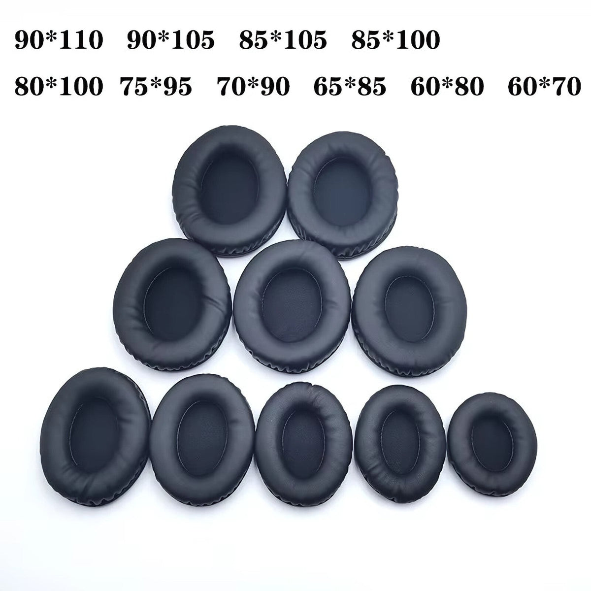 Ovale schwarze Memory-Foam Ohrpolster in verschiedenen Größen