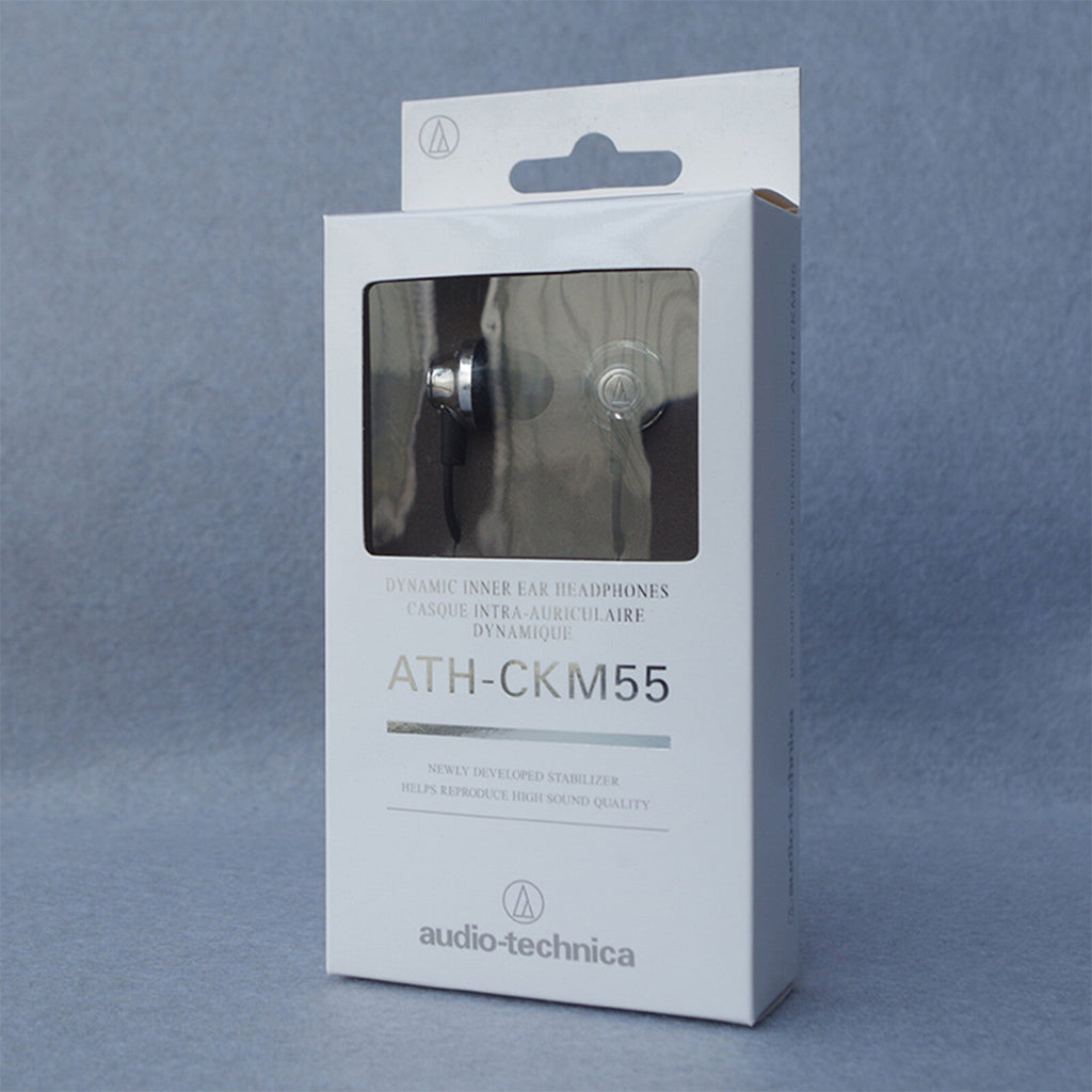 Schwarz-silberne Audio-Technica ATH-CKM55 In-Ear-Kopfhörer