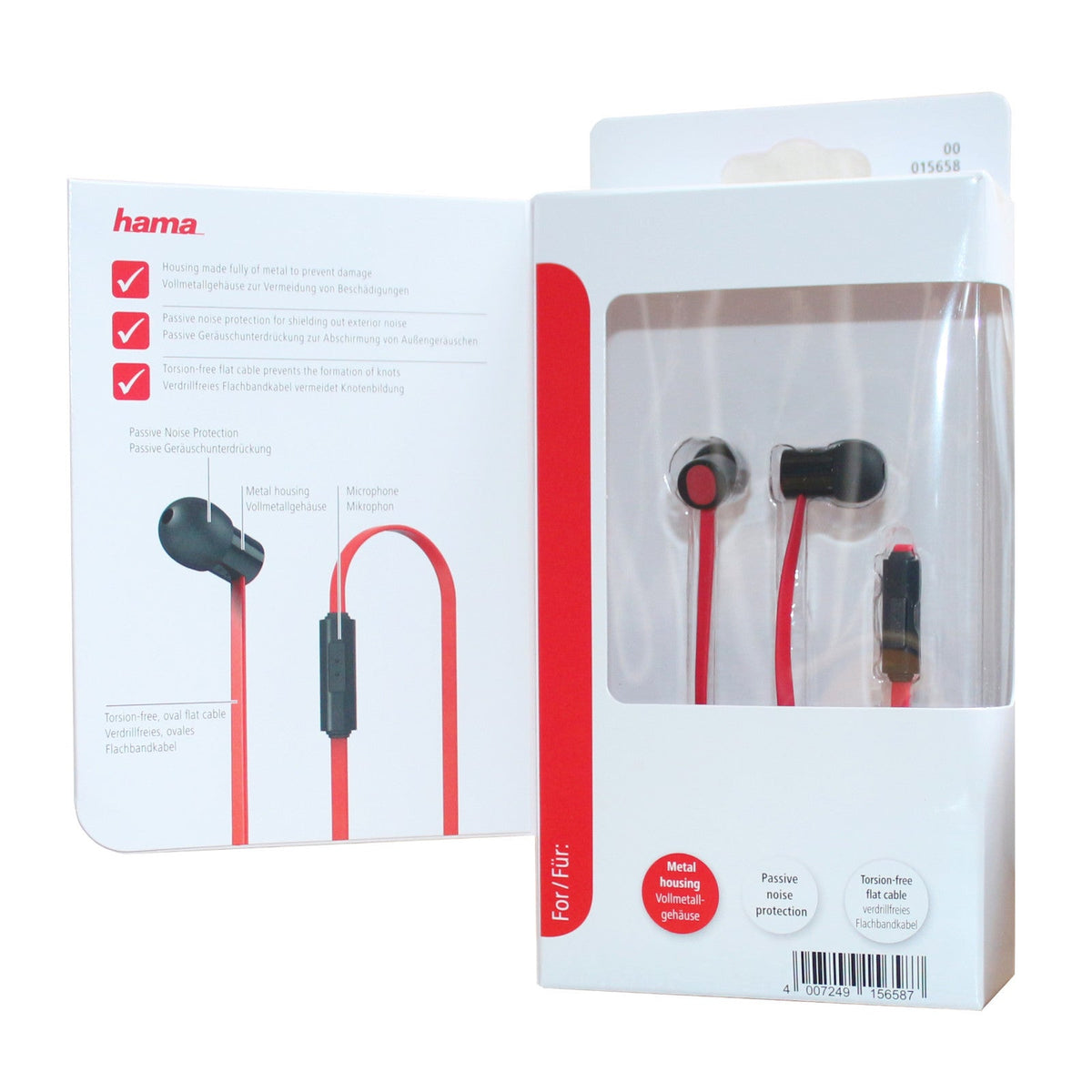 Zwölf Hama Mobile Pro In-Ear-Headsets in Schwarz-Rot
