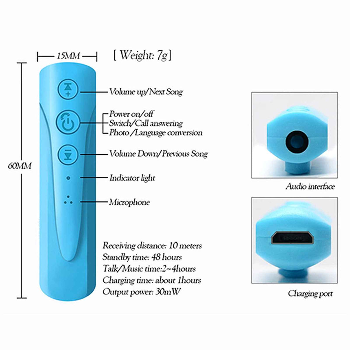 Mini Audio Bluetooth v4.2 Wireless Empfänger Musik Receiver Adapter 3.5mm AUX