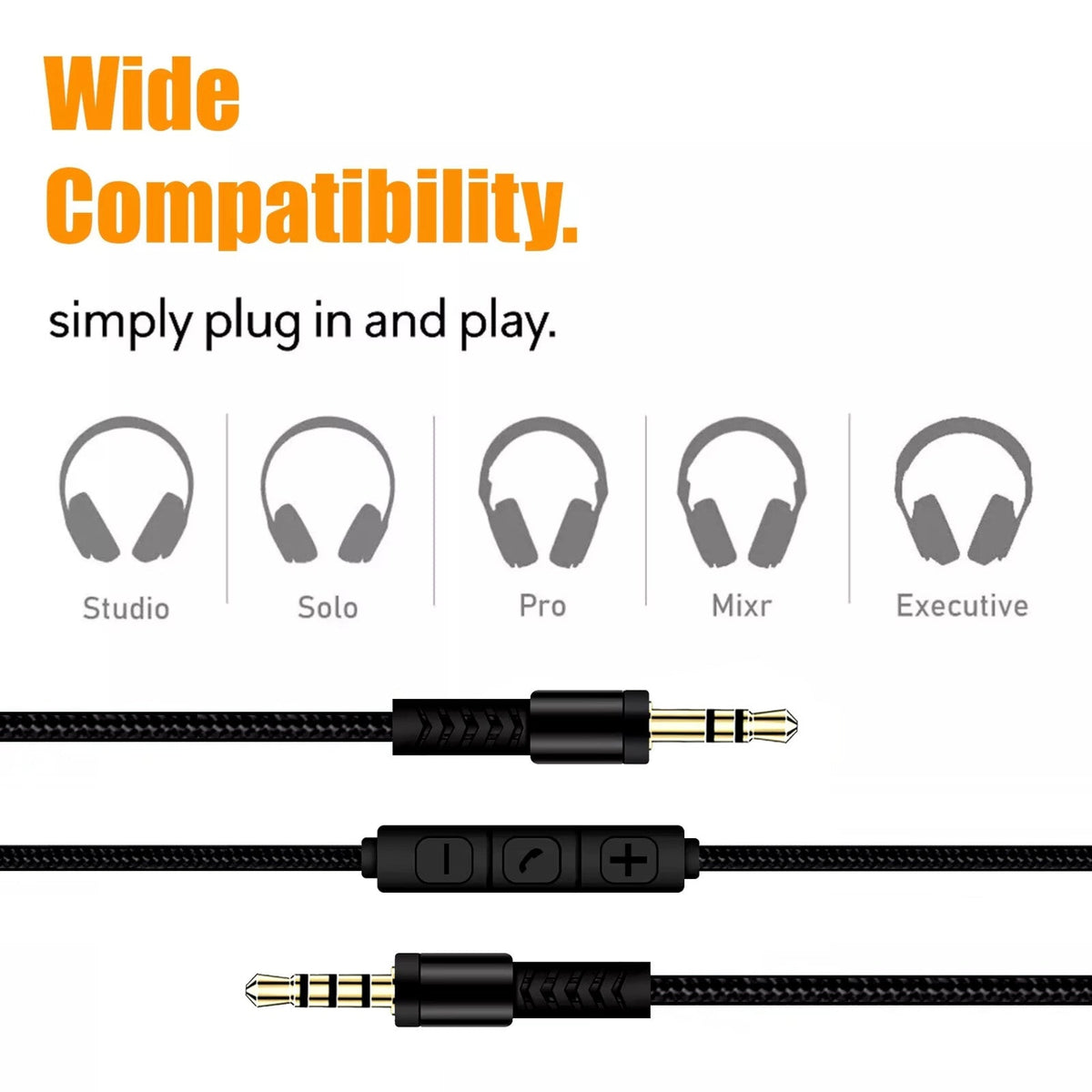 1,2 m Nylon-Headsetkabel für Beats Solo